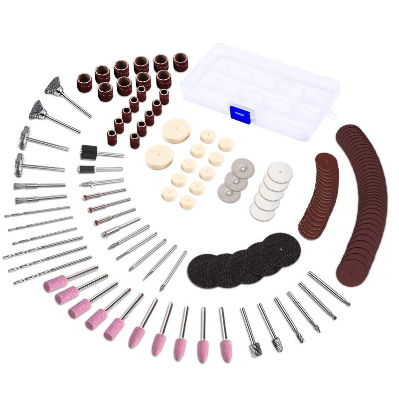 GOXAWEE 141pcs Rotary Tool Accessories Kit - GOXAWEE 1/8-inch Shank All Purpose Power Tool Accessory Set Universal Fitment for Easy Drilling Sawing Sanding Grinding Polishing - Image 1